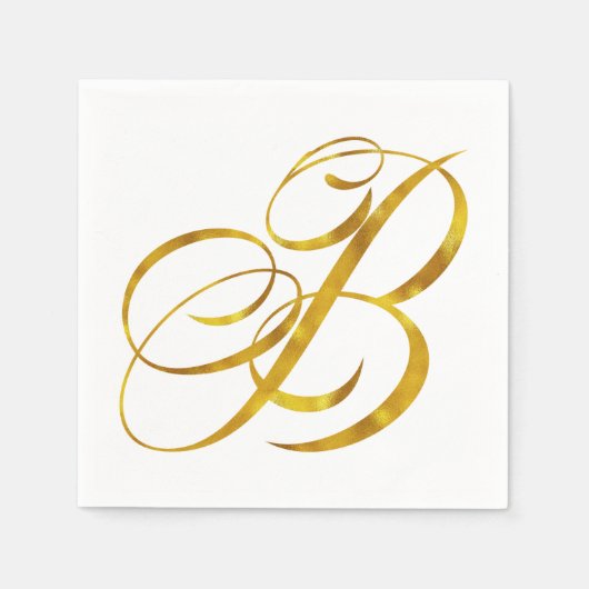Benutzerdefinierte Monogramm-B-Imitate Gold Foil M Serviette (Vorderseite)