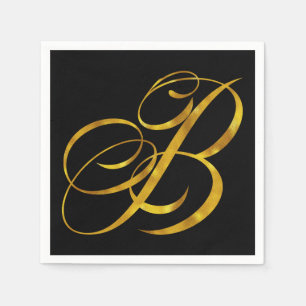 Benutzerdefinierte Monogramm-B-Imitate Gold Foil M Serviette