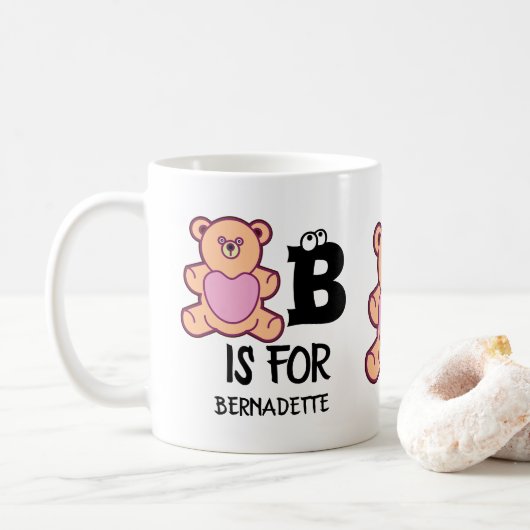 Benutzerdefinierte Monogramm B ist für ein lustige Kaffeetasse (Mit Donut)