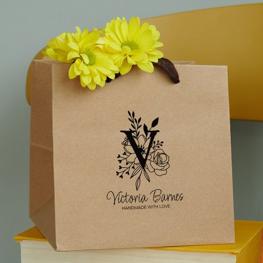 Benutzerdefinierte Monogramm-Blume Handmade-Busine Gummistempel