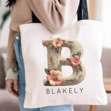 Benutzerdefinierte Monogramm-Blumenstickereieffekt