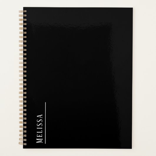 Benutzerdefinierte Monogramm, einfach schwarz pers Planer (Vorderseite)