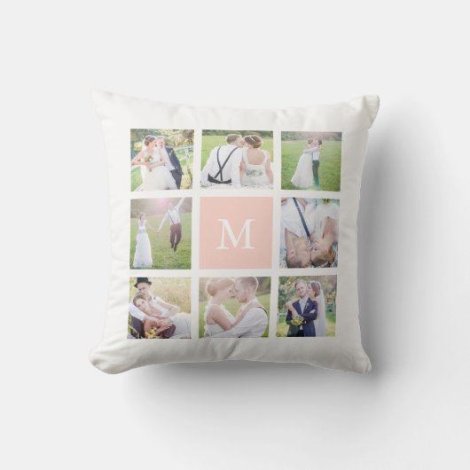 Benutzerdefinierte Monogramm einfache weiße Quadra Kissen (Vorderseite)