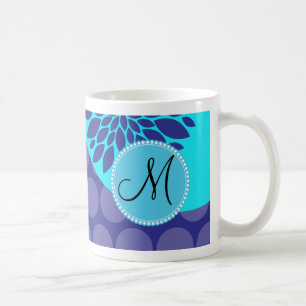 Benutzerdefinierte Monogramm erste Aquamarine Lila Kaffeetasse