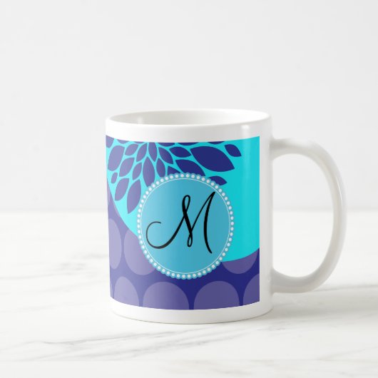 Benutzerdefinierte Monogramm erste Aquamarine Lila Kaffeetasse (Rechts)