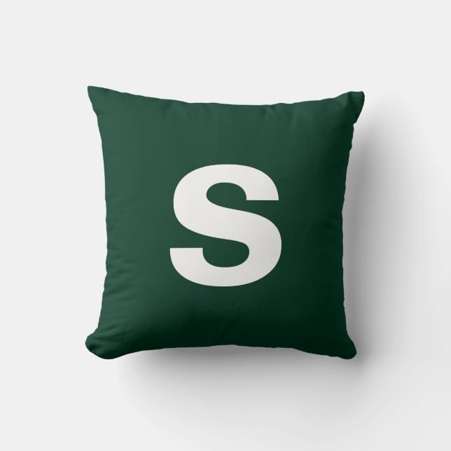 Benutzerdefinierte Monogramm erste dunkelgrüne Far Kissen (Vorderseite)