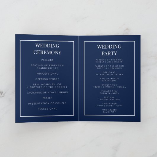 Benutzerdefinierte Monogramm faltbare Hochzeitspro Programm (Innenseite)