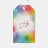 Benutzerdefinierte monogramm-farbige moderne Regen Geschenkanhänger (Rückseite)