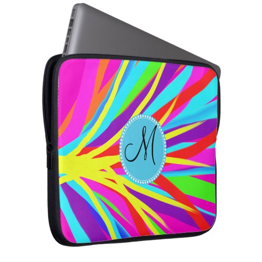 Benutzerdefinierte monogramm-Farbpinselstriche (Vi Laptopschutzhülle (Vorne Rechts)