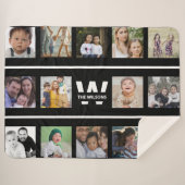 Benutzerdefinierte Monogramm-Fotos für Schwarzweiß Sherpadecke (Vorderseite (Horizontal))