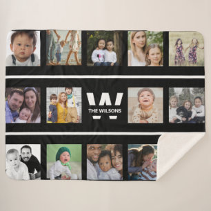 Benutzerdefinierte Monogramm-Fotos für Schwarzweiß Sherpadecke