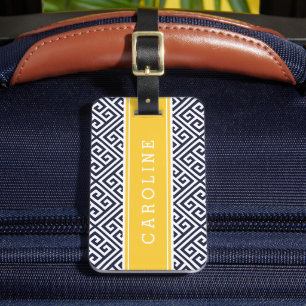 Benutzerdefinierte Monogramm für Navy und Gelb-Gri Gepäckanhänger