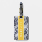 Benutzerdefinierte Monogramm für Navy und Gelb-Gri Gepäckanhänger (Rückseite vertikal)