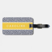 Benutzerdefinierte Monogramm für Navy und Gelb-Gri Gepäckanhänger (Rückseite horizontal)