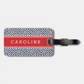 Benutzerdefinierte Monogramm für Navy und Rot-Grie Gepäckanhänger (Rückseite horizontal)