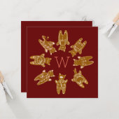 Benutzerdefinierte Monogramm-Gingerbread-Katzen - Karte (Vorderseite/Rückseite Beispiel)