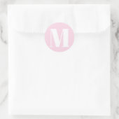 Benutzerdefinierte monogramm hellrosa Anfangsnumme Runder Aufkleber (Tasche)