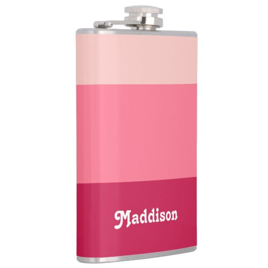 Benutzerdefinierte Monogramm, hellrosa Retrotypogr Flachmann (Rechts)