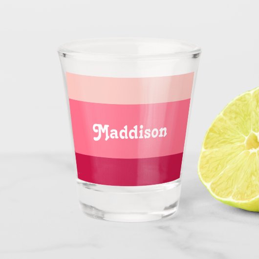 Benutzerdefinierte Monogramm, hellrosa Retrotypogr Schnapsglas (Vorderseite)