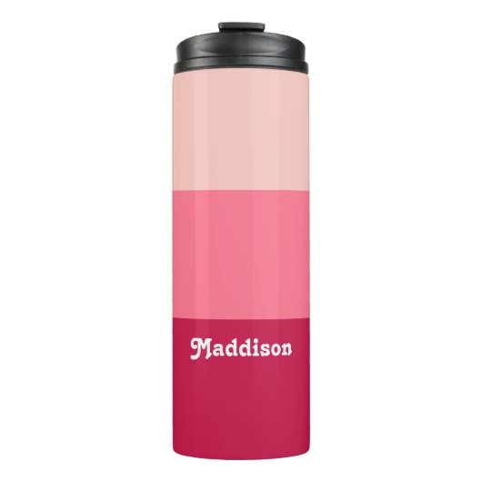 Benutzerdefinierte Monogramm, hellrosa Retrotypogr Thermosbecher (Vorderseite)