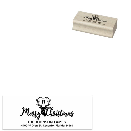 Benutzerdefinierte Monogramm-Hirsch-Rücksendeadres Gummistempel (Stempel)