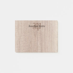Benutzerdefinierte Monogramm Holz-Optik Alte Schri Post-it Klebezettel