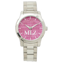 Benutzerdefinierte Monogramm-Hot-Pink-Imitate Krok