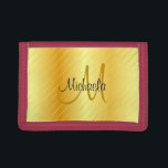 Benutzerdefinierte Monogramm-Imitate Gold-Elegante Tri-fold Geldbeutel<br><div class="desc">Benutzerdefinierte Monogram Imitate Gold Elegant Template Foto Brieftasche.</div>