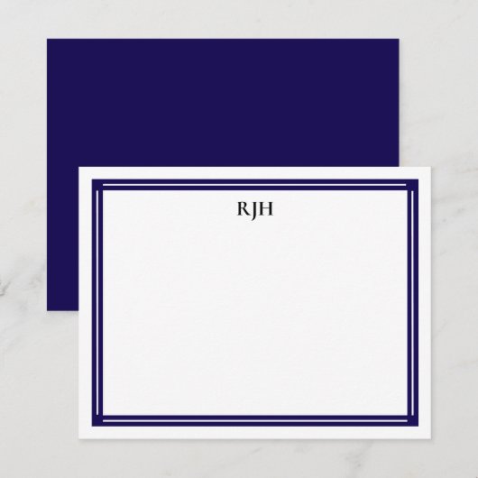 Benutzerdefinierte Monogramm-Initialen mit Schwarz Mitteilungskarte (Vorne/Hinten)