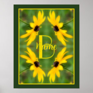 Benutzerdefinierte Monogramm-Initialen Name Black Poster