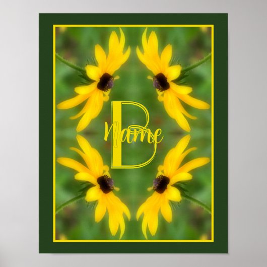 Benutzerdefinierte Monogramm-Initialen Name Black Poster (Vorne)