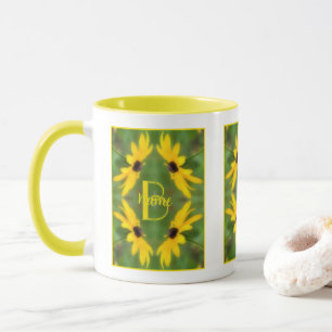 Benutzerdefinierte Monogramm-Initialen-Name Black  Tasse