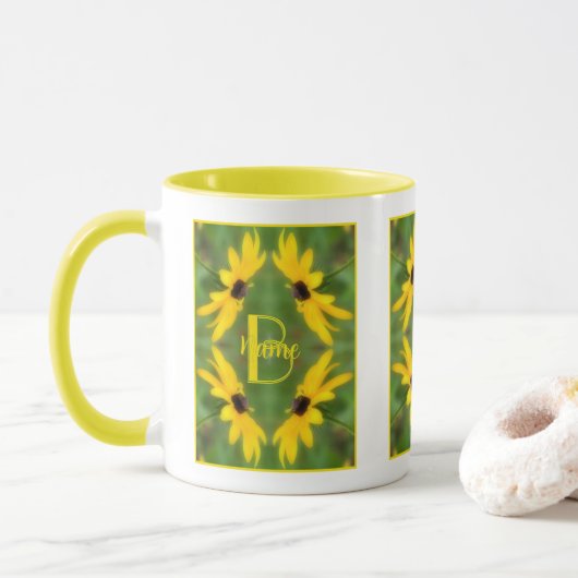 Benutzerdefinierte Monogramm-Initialen-Name Black Tasse (Mit Donut)