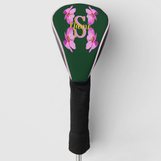 Benutzerdefinierte Monogramm-Initialen Name Pink C Golf Headcover (Vorderseite)