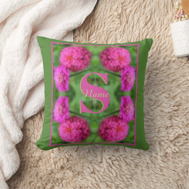Benutzerdefinierte Monogramm-Initialen Name Pink Z Kissen (Decke)