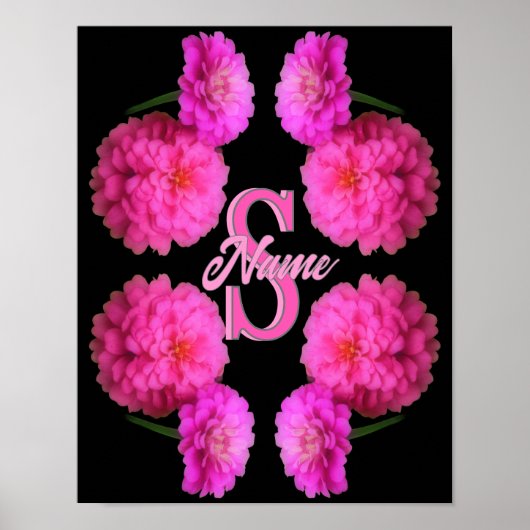Benutzerdefinierte Monogramm-Initialen Name Zinnia Poster (Vorne)