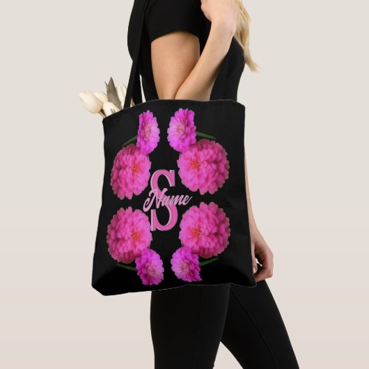 Benutzerdefinierte Monogramm-Initialen Name Zinnia Tasche (Von Nahem)