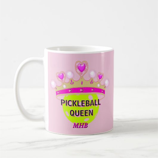 Benutzerdefinierte Monogramm-Initialen Pickleball- Kaffeetasse (Links)
