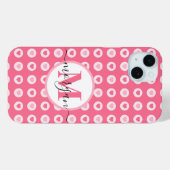 Benutzerdefinierte Monogramm-Initialen rosa Herz Case-Mate iPhone Hülle (Rückseite (Horizontal))