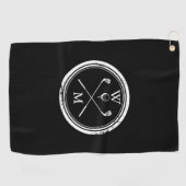Benutzerdefinierte Monogramm-Initialen schwarz und Golfhandtuch (Horizontal)