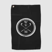Benutzerdefinierte Monogramm-Initialen schwarz und Golfhandtuch (Vorderseite)