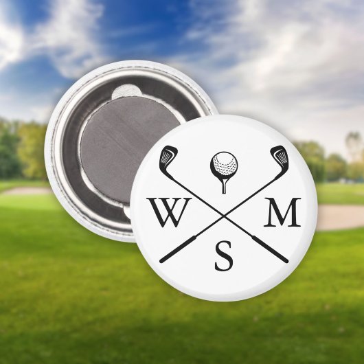 Benutzerdefinierte Monogramm-Initialen Schwarz und Magnet