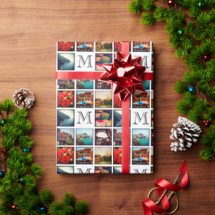Benutzerdefinierte Monogramm-Instagramm-FotoCollag Geschenkpapier