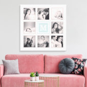 Benutzerdefinierte Monogramm-Instagramm-FotoCollag Leinwanddruck (Insitu (Wohnzimmer))