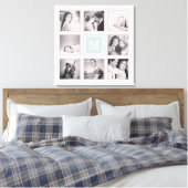 Benutzerdefinierte Monogramm-Instagramm-FotoCollag Leinwanddruck (Insitu (Schlafzimmer))