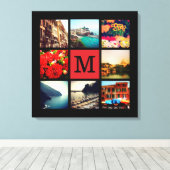 Benutzerdefinierte Monogramm-Instagramm-FotoCollag Leinwanddruck (Insitu (Holzboden))