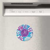 Benutzerdefinierte Monogramm Lila rosa weiße Blume Magnet (In Situ (Geschirrspüler))