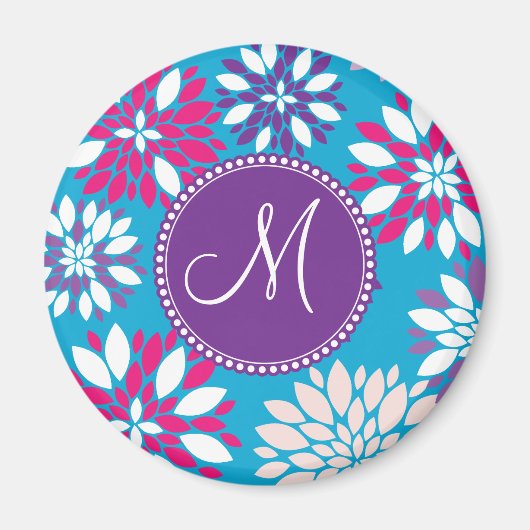 Benutzerdefinierte Monogramm Lila rosa weiße Blume Magnet (Vorne)