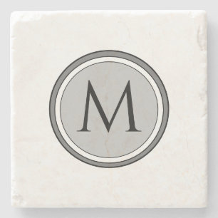 Benutzerdefinierte Monogramm-Medaille  Grau und We Steinuntersetzer