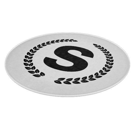 Benutzerdefinierte Monogramm mit Laurel-Blätter Schneidebrett (Ecke)